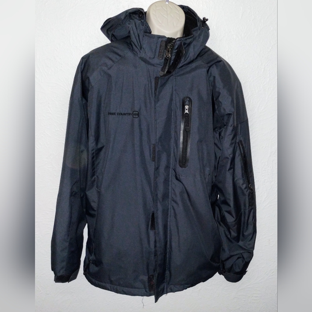FREE COUNTRY Mens Mountain Extreme Series Gray Jacket Zip Hood Size Large